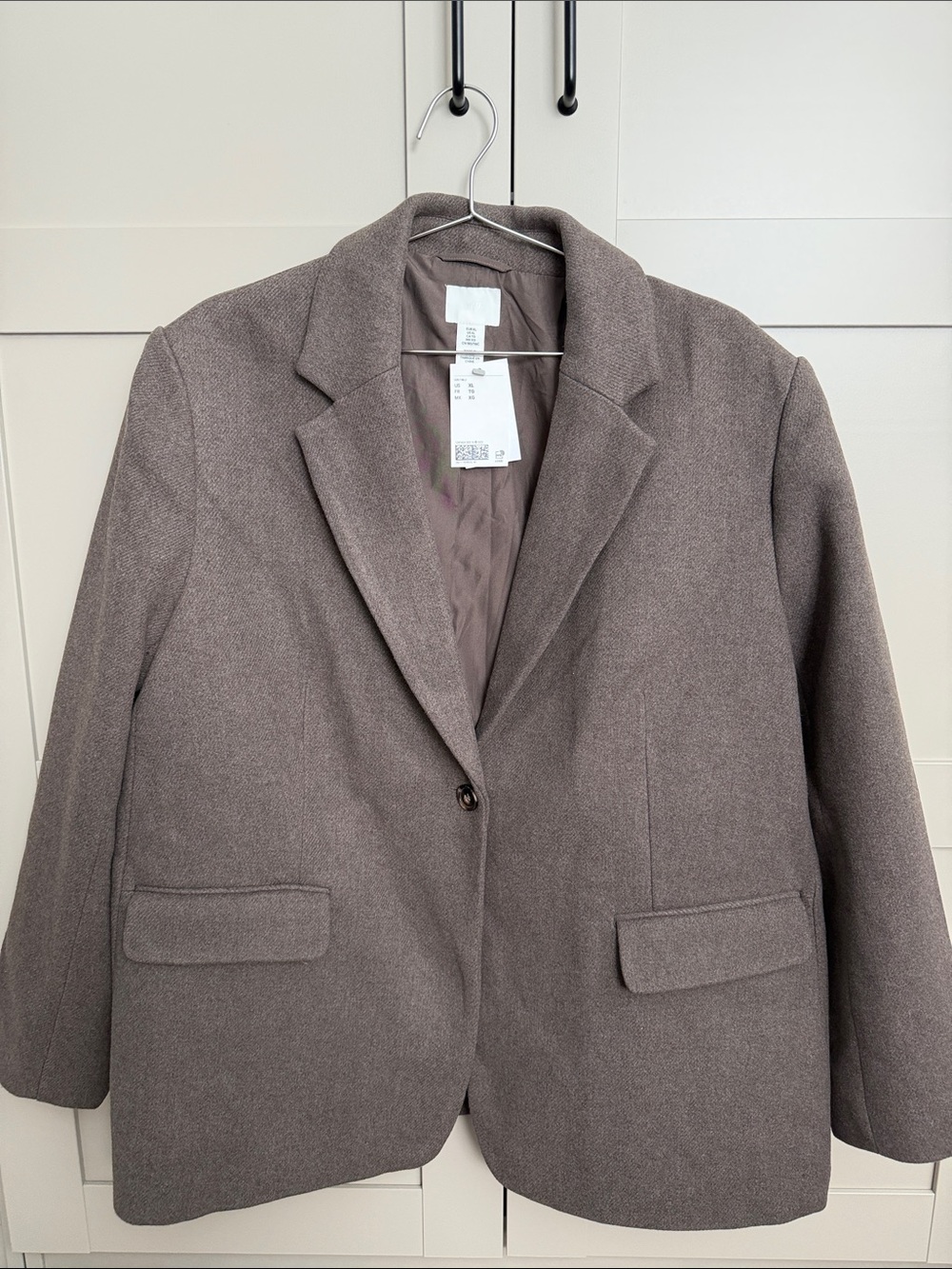 Womens Taupe Single-Button Blazer Jacket